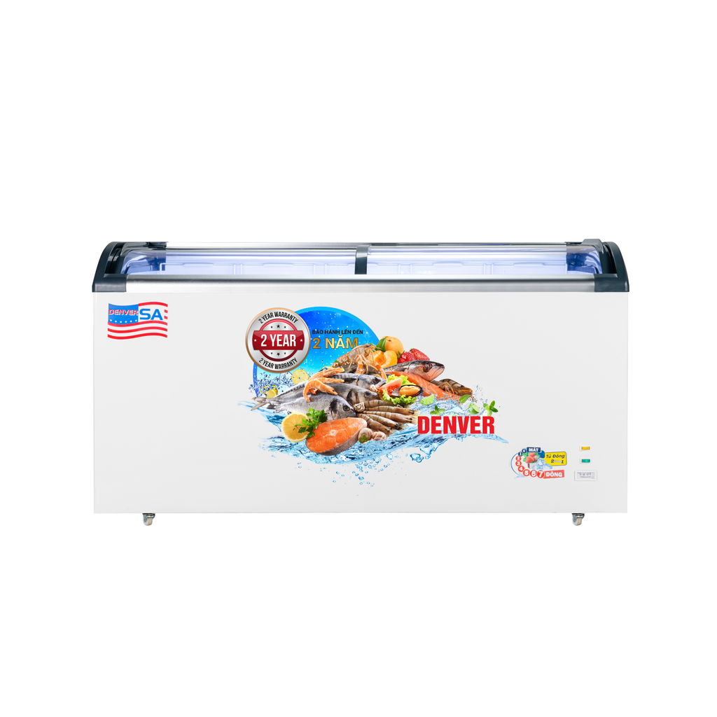  Tủ kem mặt kính Denver 510L - Trưng bày bắt mắt, giữ kem mát mịn, vận hành bền bỉ 