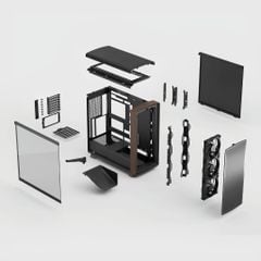 Vỏ máy tính case pc FRACTAL DESIGN Summit Black TG | Thiết kế gỗ cong sang trọng | Sẵn 3 fans 140mm - Bảo Hành 12