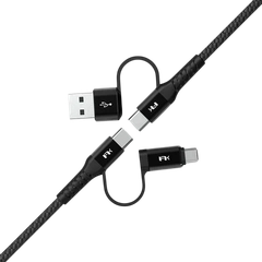 Cáp Sạc Nhanh Đa Cổng FeelTek (Dây Bện + Kim Loại) 2m
