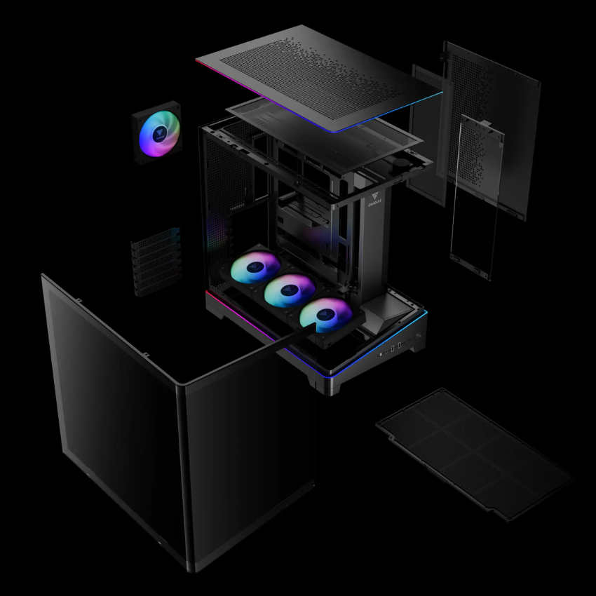 Vỏ case máy tính GAMDIAS ATLAS P6 CG Black | BẢO HÀNH 12 THÁNG | Hỗ Trợ VGA 425mm | Kèm 4 Quạt ARGB