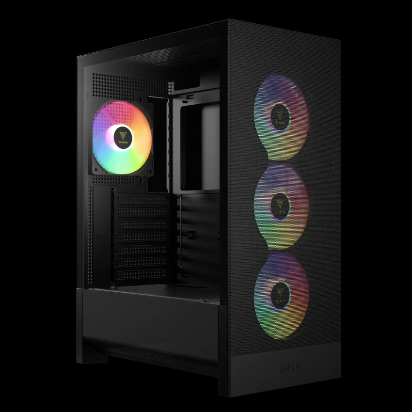 Vỏ Case Máy Tính GAMDIAS AURA GC15 ARGB Black | Mid Tower | Kính Cường Lực | 4 Fan ARGB