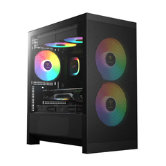 Vỏ case máy tính GAMDIAS AURA GC15M ARGB Black | Case Micro-ATX Kính Cường Lực, Sẵn 3 Fan ARGB, Hỗ Trợ VGA 300mm