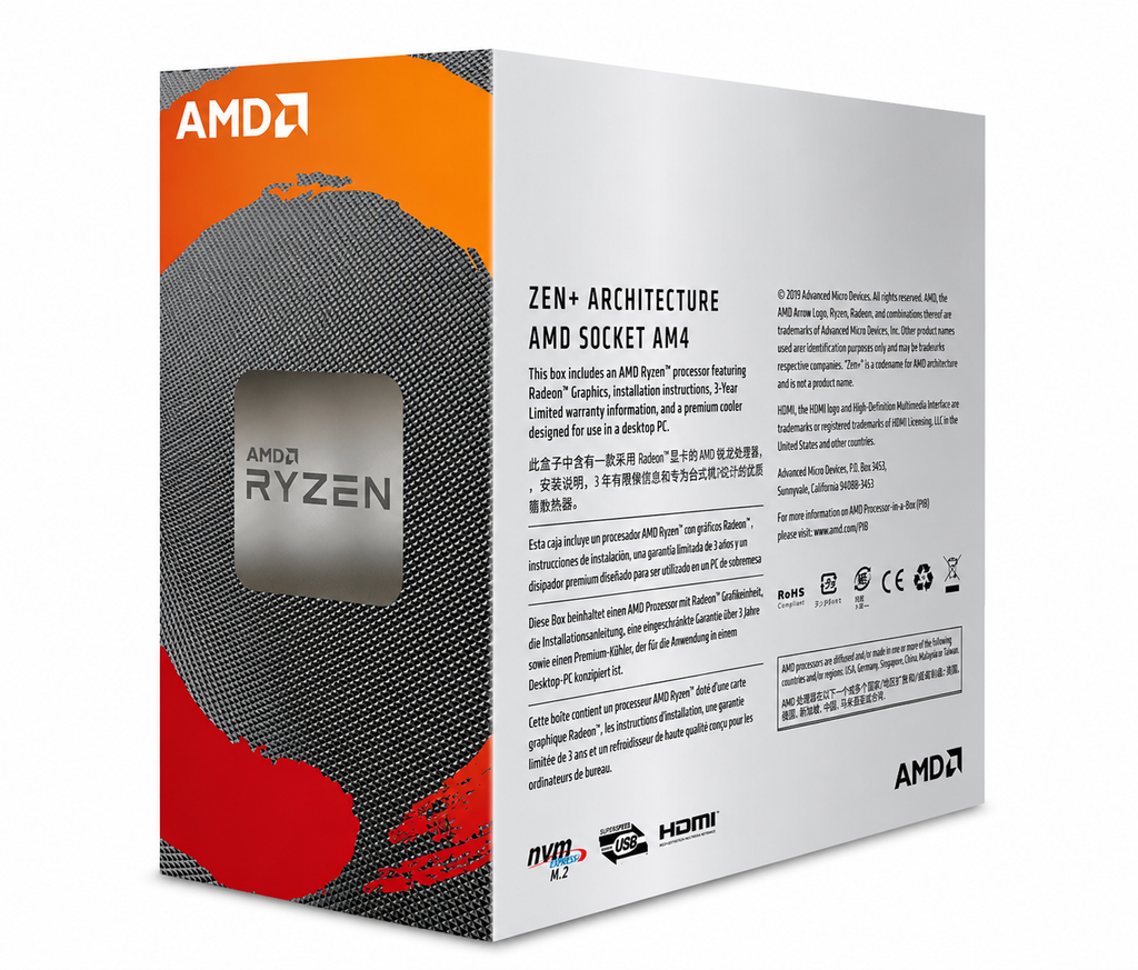Bộ Vi Xử Lý AMD Ryzen 3 3200G (4 Nhân 4 Luồng, Turbo 4.0GHz, Radeon Vega 8 Graphics, Socket AM4)
