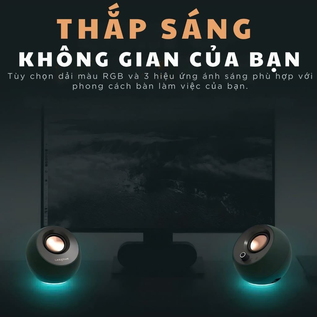 Loa máy tính CREATIVE Speake Pebble PRO USB-C 2.0 | Công nghệ Clear Dialog BassFlex - Bảo Hành 1 Năm