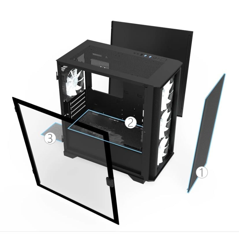 [CHÍNH HÃNG] Vỏ máy tính case PC MONTECH Air 100 Lite | Micro ATX | Sẵn 2 fan | Máy văn phòng - Bảo Hành 12 Tháng