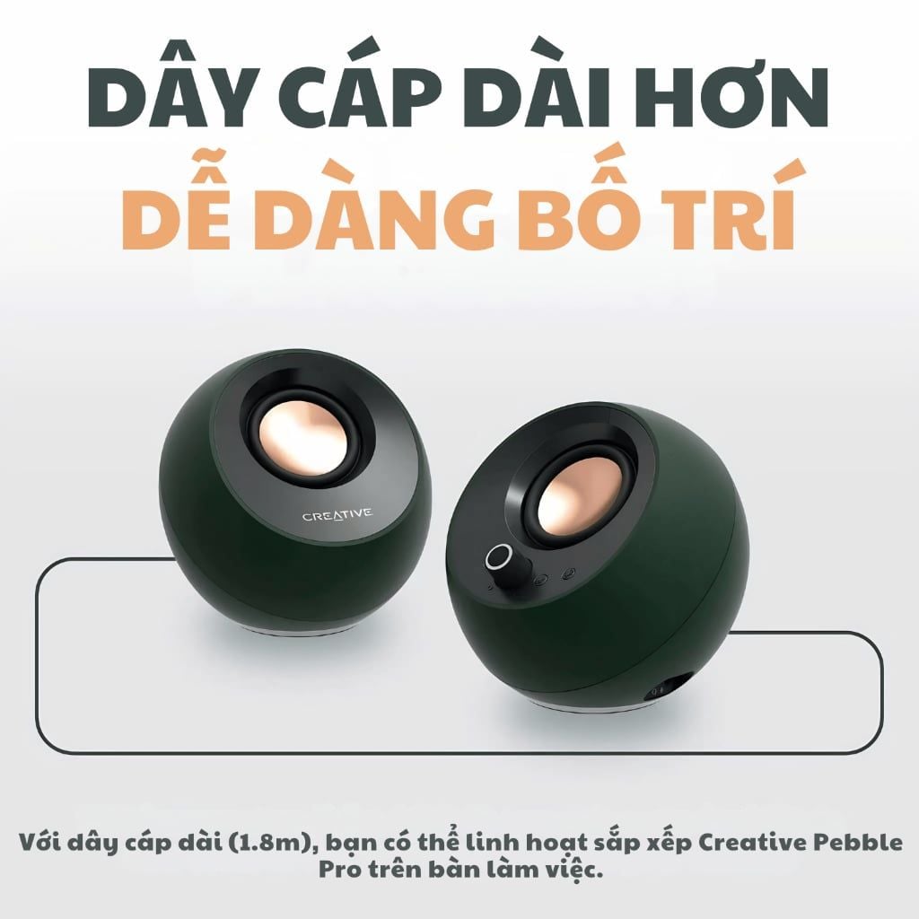 Loa máy tính CREATIVE Speake Pebble PRO USB-C 2.0 | Công nghệ Clear Dialog BassFlex - Bảo Hành 1 Năm