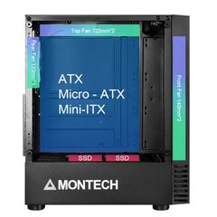 Vỏ case máy tính PC MONTECH X2 MESH | Mặt luới siêu mát | Sẵn 3 Fan RGB - Bảo Hành 1 năm