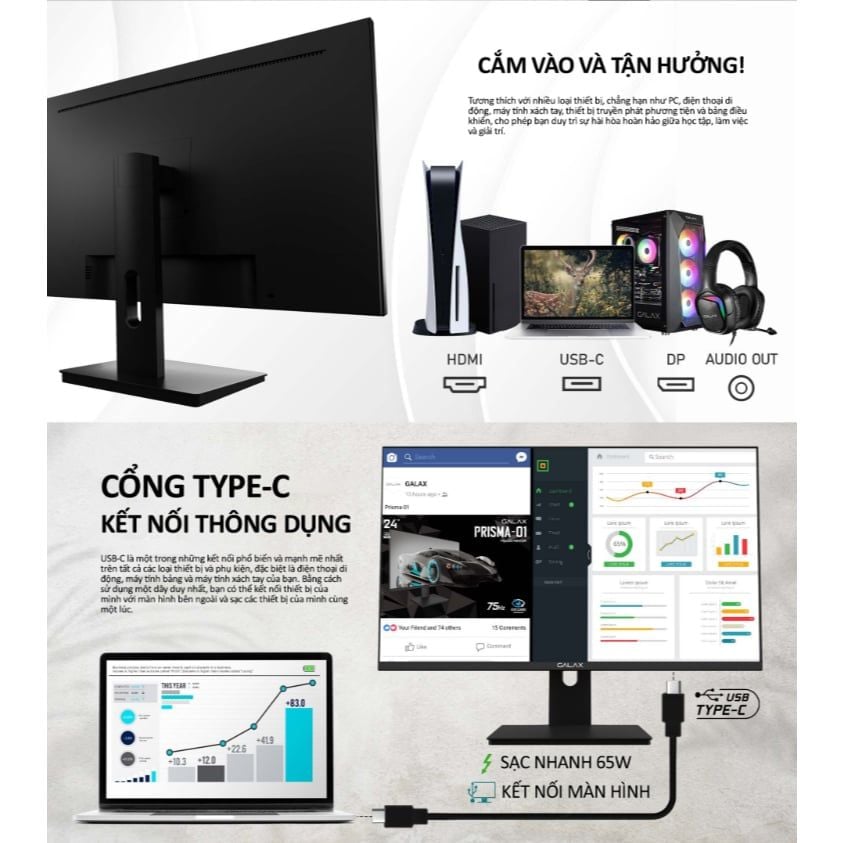 [Giá Sỉ] Màn hình máy tính PC PRISMA-02 27 inch VA 8ms 75 Hz LED G-SYNC® GAMING GALAX [BH 36 Tháng]