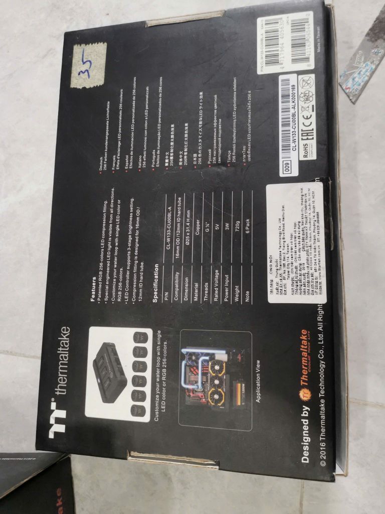 Pacific RGB Plus TT Premium Edition G1/4 PETG Tube 16mm OD 12mm ID Fitting (6-Pack Fittings)