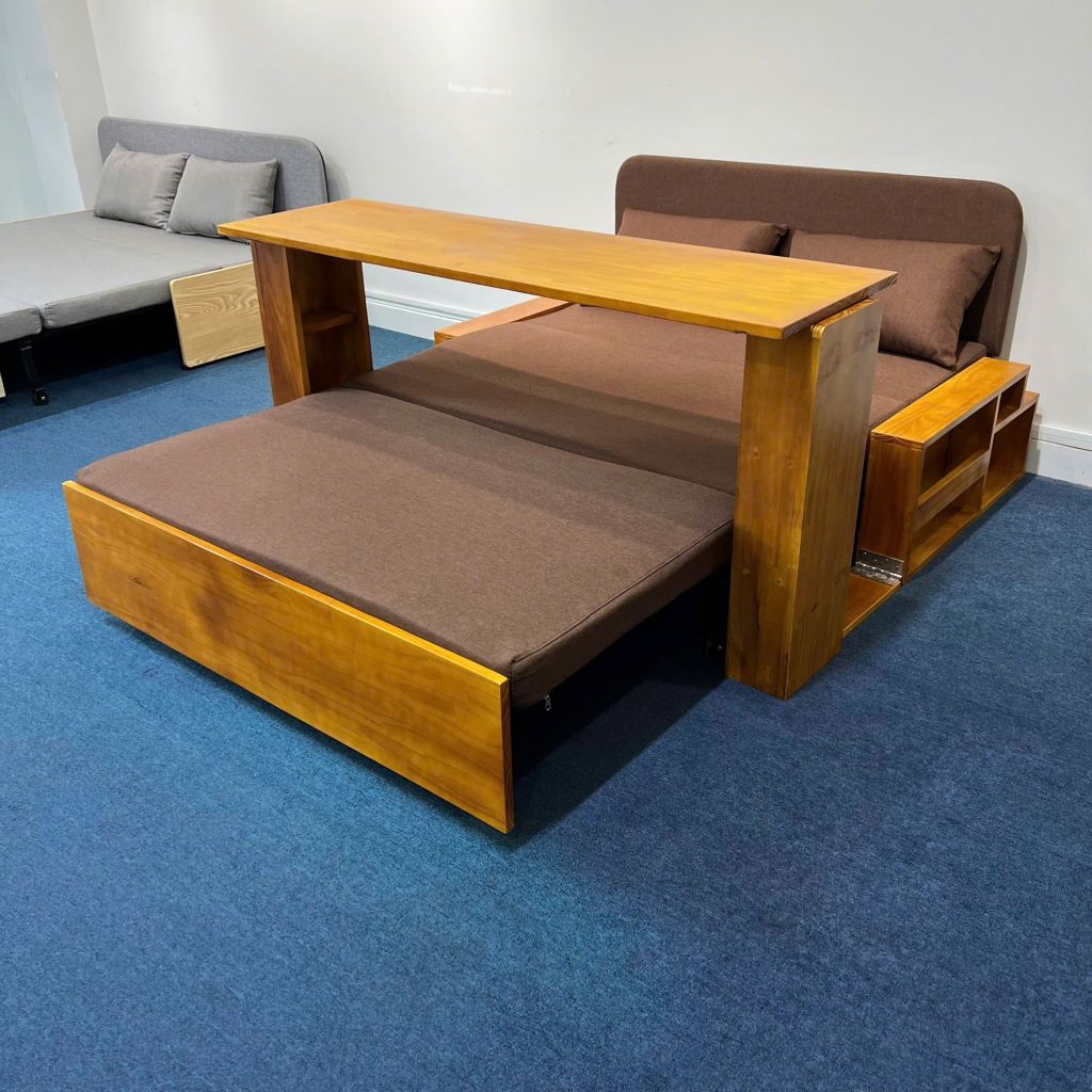 Sofa giường 4 trong 1 có bàn làm việc, bàn ăn SmartFurni SMF30 - Gỗ tự nhiên cao cấp, có hộc để đồ