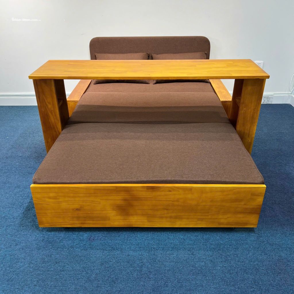 Sofa giường 4 trong 1 có bàn làm việc, bàn ăn SmartFurni SMF30 - Gỗ tự nhiên cao cấp, có hộc để đồ