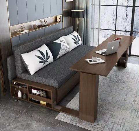 Sofa giường 4 trong 1 SmartFurni SMF28A Gỗ MDF Phủ Melamin  - Tích hợp bàn làm việc + bàn ăn
