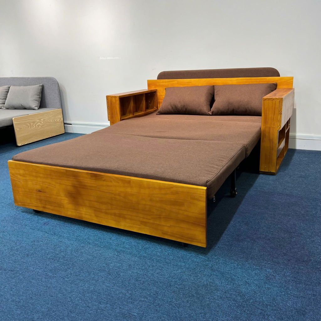 Sofa giường 4 trong 1 có bàn làm việc, bàn ăn SmartFurni SMF30 - Gỗ tự nhiên cao cấp, có hộc để đồ