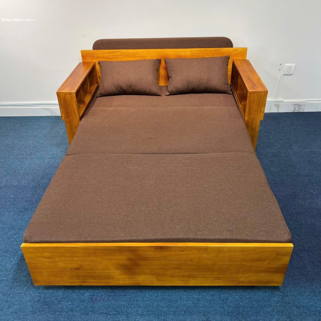 Sofa giường 4 trong 1 có bàn làm việc, bàn ăn SmartFurni SMF30 - Gỗ tự nhiên cao cấp, có hộc để đồ