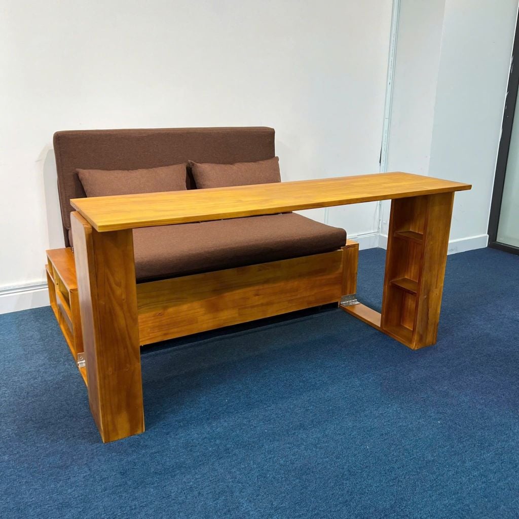 Sofa giường 4 trong 1 có bàn làm việc, bàn ăn SmartFurni SMF30 - Gỗ tự nhiên cao cấp, có hộc để đồ