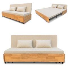 Sofa Giường SMF23 Gỗ Tự Nhiên có Hộc Đựng Đồ SmartFurni SMF23-GTN