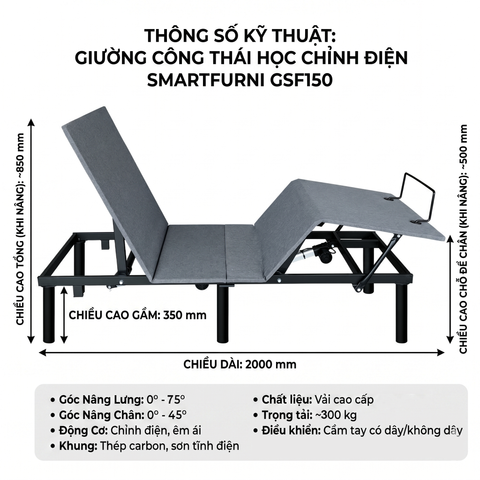 Giường công thái học SmartFurni GSF150