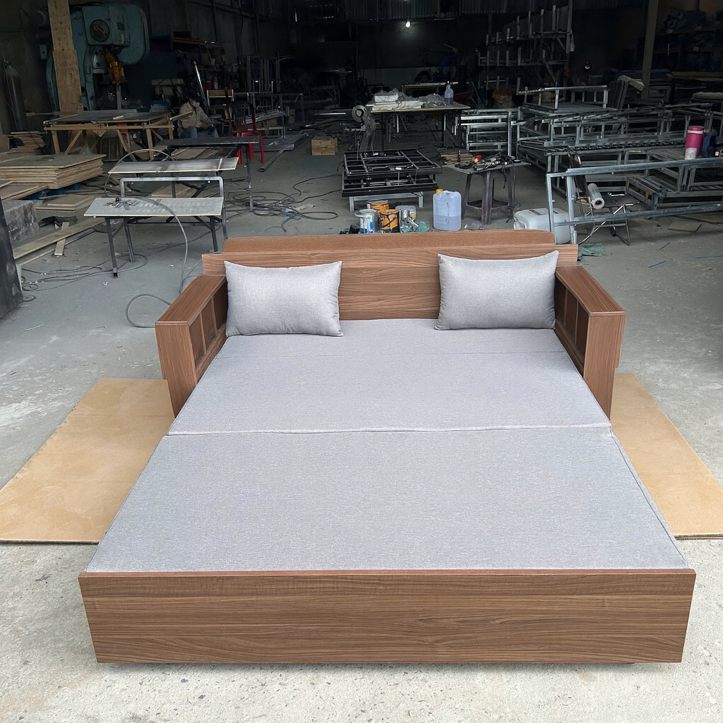 Sofa giường 4 trong 1 SmartFurni SMF28A Gỗ MDF Phủ Melamin  - Tích hợp bàn làm việc + bàn ăn