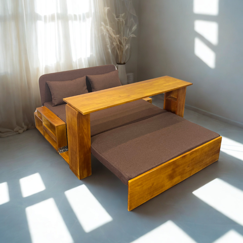 Sofa giường 4 trong 1 có bàn làm việc, bàn ăn SmartFurni SMF30 - Gỗ tự nhiên cao cấp, có hộc để đồ