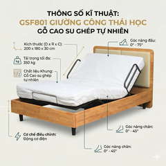 Giường công thái học SmartFurni - SMF801 khung gỗ tự nhiên