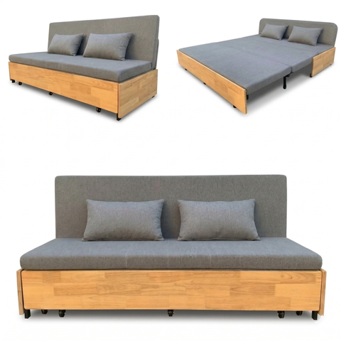 Sofa Giường SMF23 Gỗ Tự Nhiên có Hộc Đựng Đồ SmartFurni SMF23-GTN