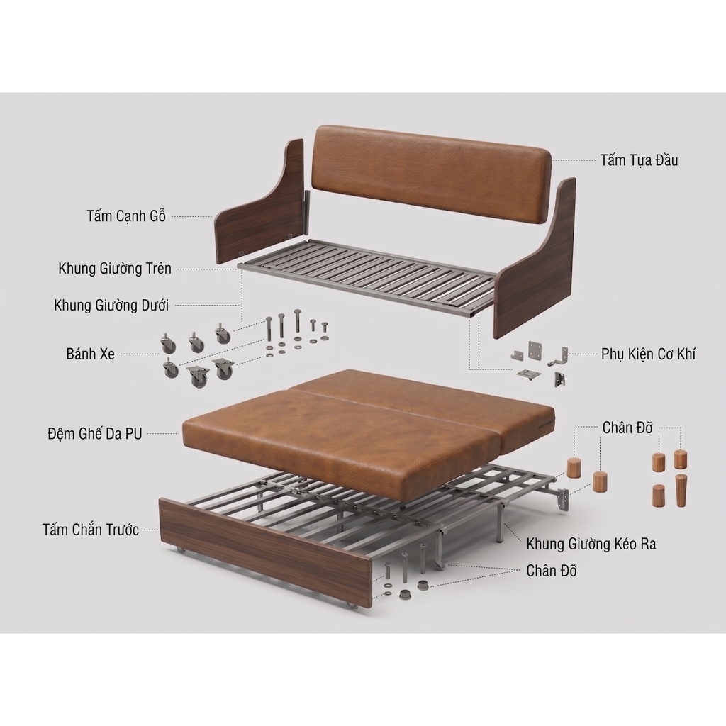 Sofa Giường Da PU SMF22  SmartFurni SMF22-PU