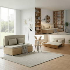 Sofa giường gấp gọn vải lanh canvas SmartFurni - SMF23