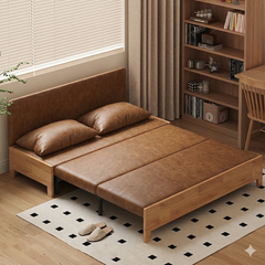 Sofa Giường Da PU SMF23 Gỗ Tự Nhiên có Hộc Đựng Đồ SmartFurni SMF23-PU-GTN