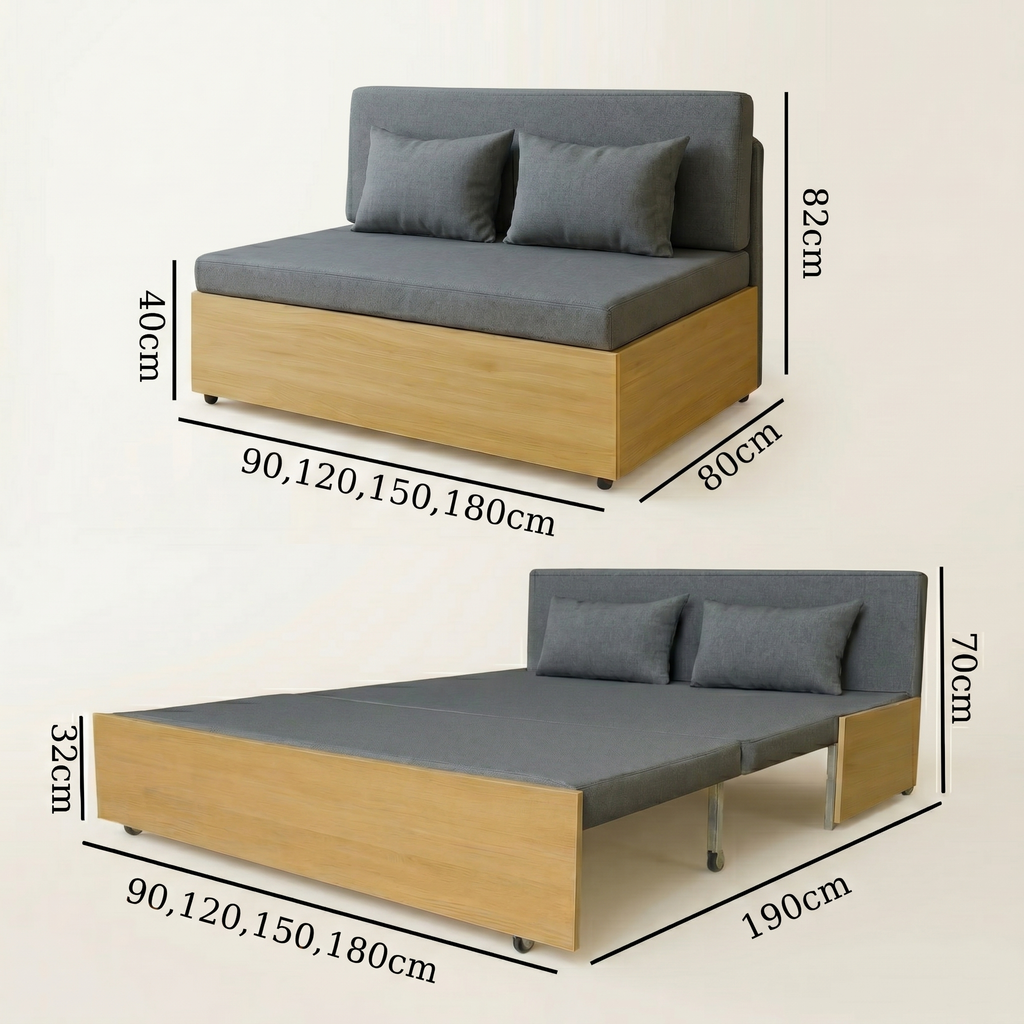 Sofa giường gấp gọn vải lanh canvas SmartFurni - SMF23