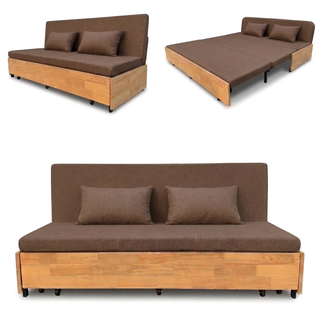 Sofa Giường SMF23 Gỗ Tự Nhiên có Hộc Đựng Đồ SmartFurni SMF23-GTN