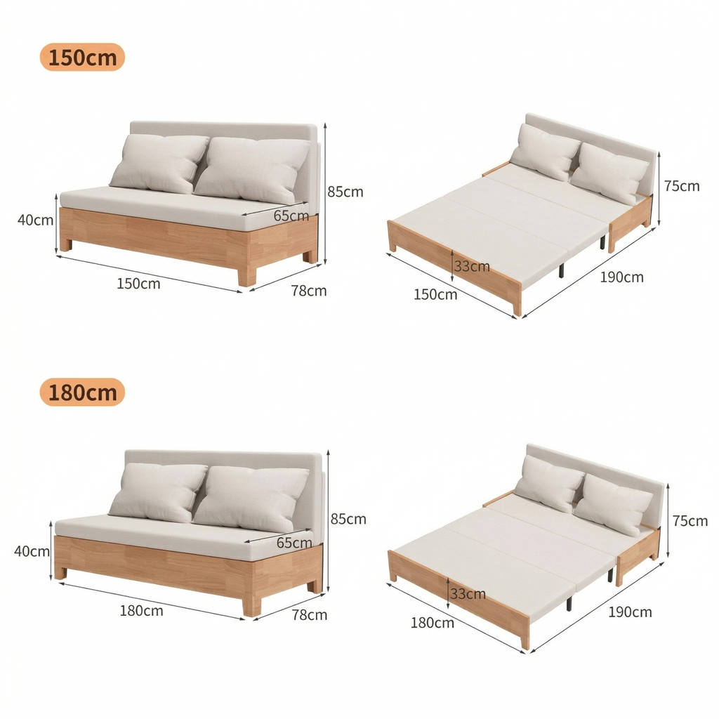 Sofa Giường SMF23 Gỗ Tự Nhiên có Hộc Đựng Đồ SmartFurni SMF23-GTN