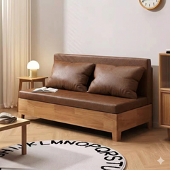 Sofa Giường Da PU SMF23 Gỗ Tự Nhiên có Hộc Đựng Đồ SmartFurni SMF23-PU-GTN