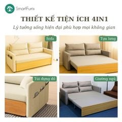 Sofa giường thông minh SmartFurni SMF18A - Mặt ốp gỗ Melamine màu nâu