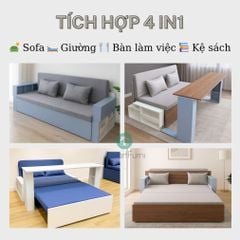 Sofa giường 4 trong 1 SmartFurni SMF28 - Tích hợp bàn làm việc + bàn ăn