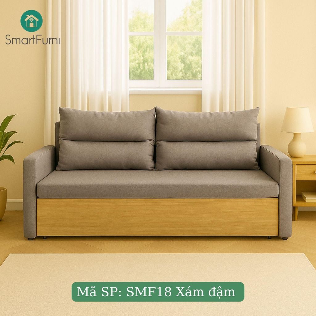Sofa giường thông minh SmartFurni SMF18 - Mặt ốp gỗ Melamine