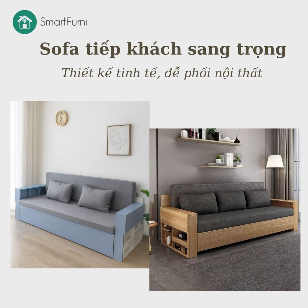 Sofa giường 4 trong 1 SmartFurni SMF28C - Tích hợp bàn làm việc + bàn ăn