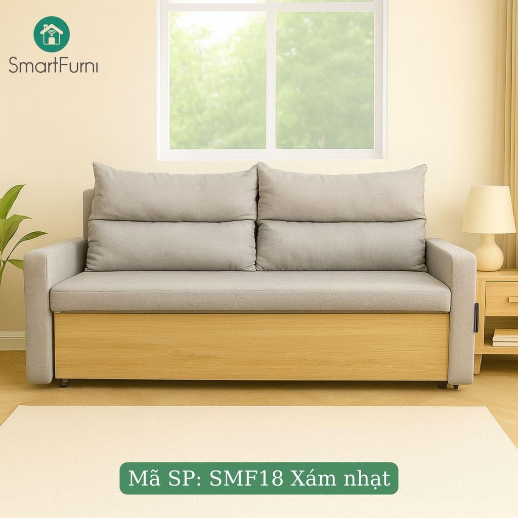 Sofa giường thông minh SmartFurni SMF18 - Mặt ốp gỗ Melamine