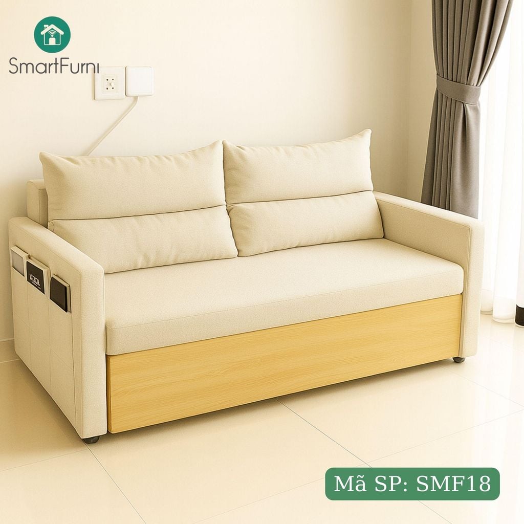 Sofa giường thông minh SmartFurni SMF18 - Mặt ốp gỗ Melamine