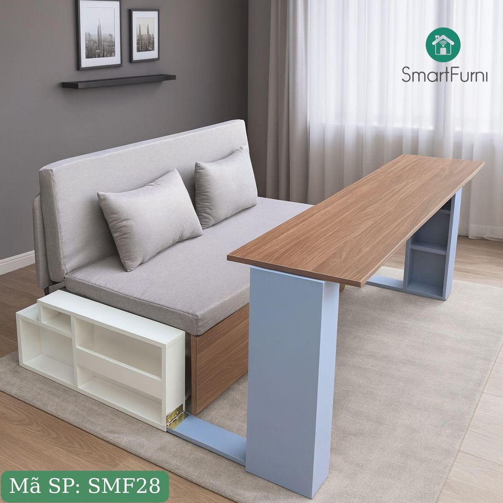 Sofa giường 4 trong 1 SmartFurni SMF28C - Tích hợp bàn làm việc + bàn ăn