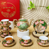  Ấm Chén Phú Qúy Khắc Hoa Sen Nổi Màu Nâu 