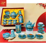  Ấm Chén Phú Qúy -Thuận Buồm Xuôi gió-Màu Vân Đá Xanh 