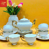  Ấm Chén Dáng Ly -Họa Tiết Nổi-Kẻ Chỉ Vàng 850ml 