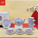  Ấm Chén Qủa Hồng -Thuận Buồm Xuôi gió-Màu Vân Đá tím 