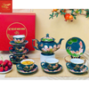 Ấm Chén Phú Qúy Khắc Hoa Sen Nổi Màu Xanh 