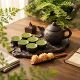  Bộ Ấm Chén Trà Gốm Tử Sa-Hoa Trâm Khay Sen Cá 