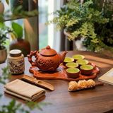  Bộ Ấm Chén Trà Gốm Tử Sa-Đắp Sen Khay Sen Cá 