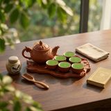  Bộ Ấm Chén Trà Gốm Tử Sa-Ấm Sen-Khay Sen Cá 