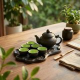  Bộ Ấm Chén Trà Gốm Tử Sa-Quai Đắp Khay Sen Cá 