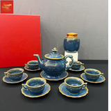  Ấm chén men hỏa biến Xanh 