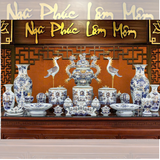  Bộ Đồ Thờ Men Lam Vẽ Vàng 